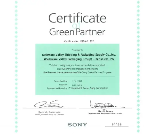 Certificate of Green Partner DVPG Certificate of Green Partner DVPG